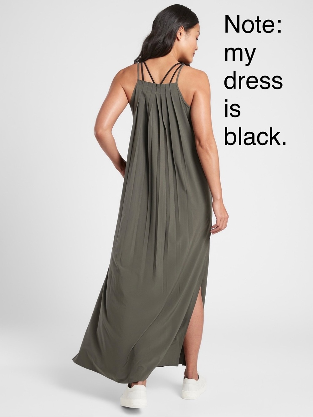 Athleta Black Hayes Maxi Dress Pleated Active Travel Wear in EUC - Picture 5 of 9